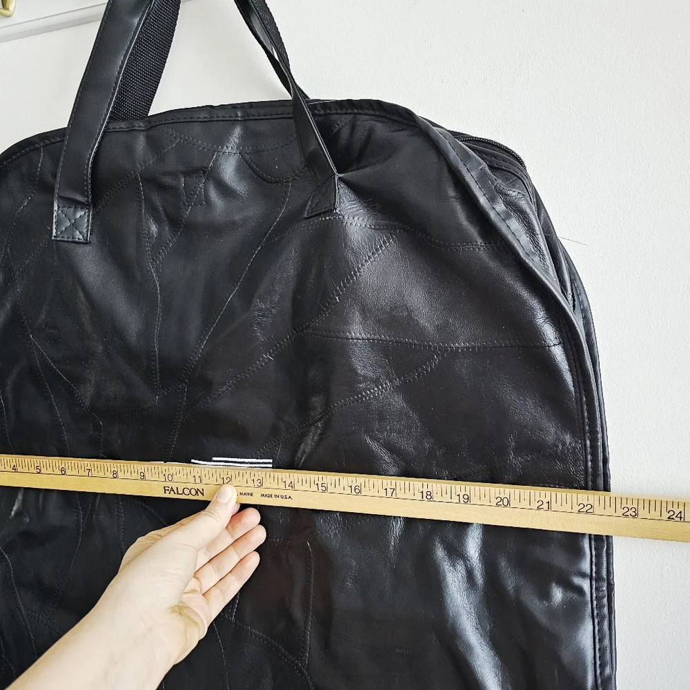 Fieldstone Genuine Buffalo Leather Garment Bag Black Travel Suit Carrier Zip